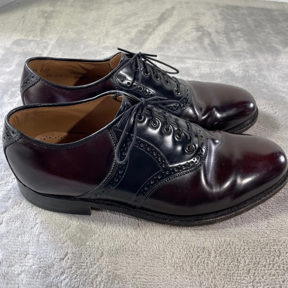 Johnston Murphy Oxford Dress Shoes Mens 8.5 Burgundy Black Leather Office Career